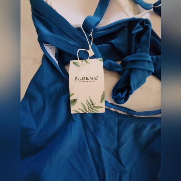 Eomenie Blue Women's One Piece Cut Out Swimsuit Size Medium - Picture 7 of 10